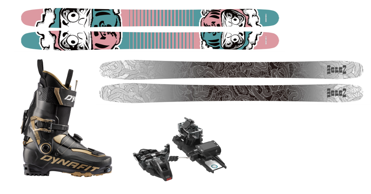 大人用のワンタッチ式ビンディングのスキー 板はK2、ビンディングは  